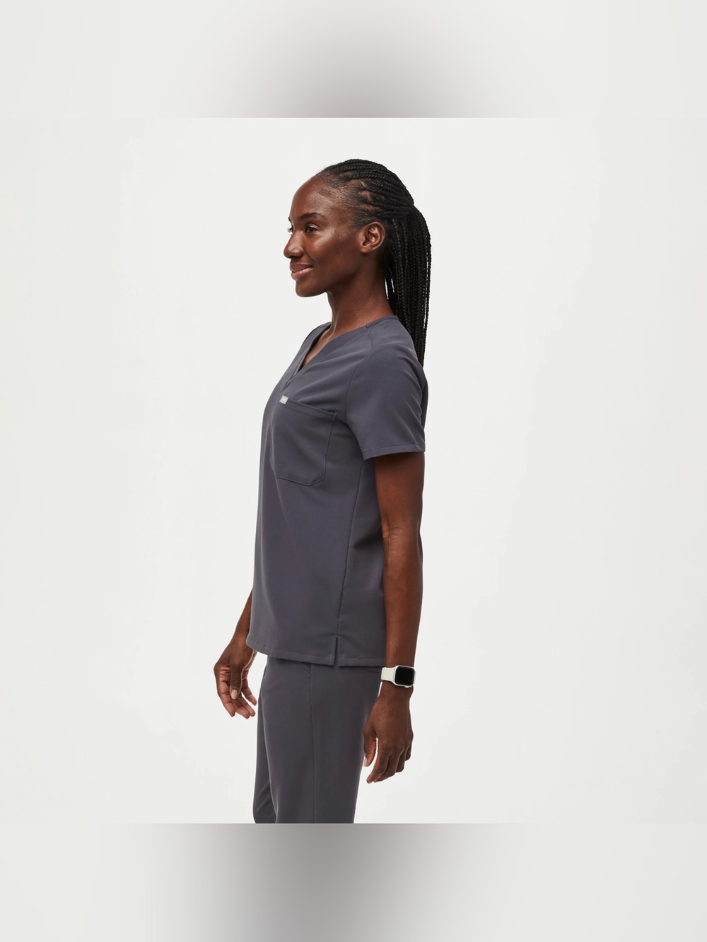 Figs Catarina One-Pocket Dark Gray Scrub Top (Size XS) - Picture 3 of 11